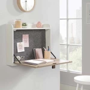 Teknik Avon Leather Handled Wall Desk, Oak