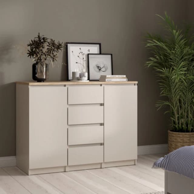 Furniture To Go Naia Sideboard 4 Drawers 2 Doors In Cashmere Jackson Hickory (W) 120.8 X (H) 90.7 X (D) 50Cm