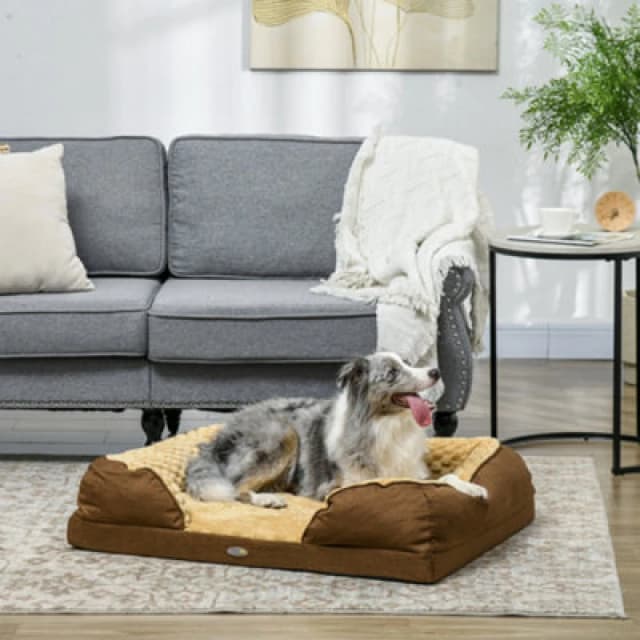PawHut Dog Bed Calming Pet Bed Dog Mattress for Medium Dogs Brown - Pawhut 5056725568849