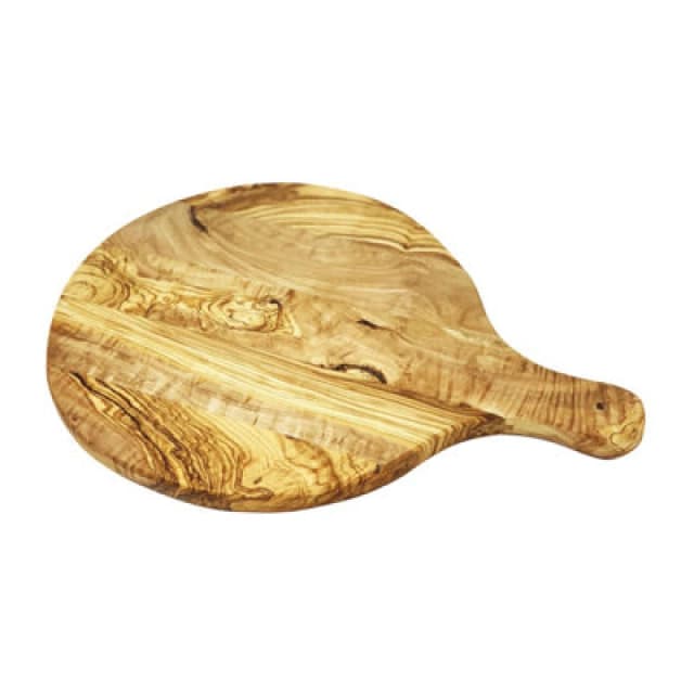 Verano Spanish Ceramics Olive Wood Natural Grained Rustic Kitchen Dining Round Serving/Pizza Plate w/ Handle 32cm Natural unisex