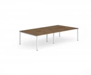 B2B White Frame Bench Desk 1400 Walnut (4 Pod)
