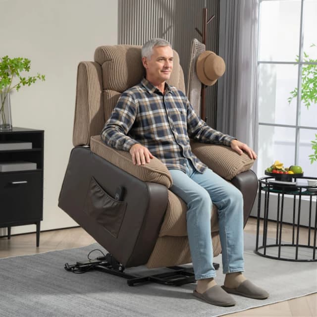 HOMCOM Power Lift Riser and Recliner Chair with Remote Control - Brown TJ Hughes Dark Grey 5063603840904