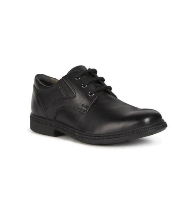 Geox Mens 'Jr Federico' Leather Shoes in Black Size: 4 Black Male 4