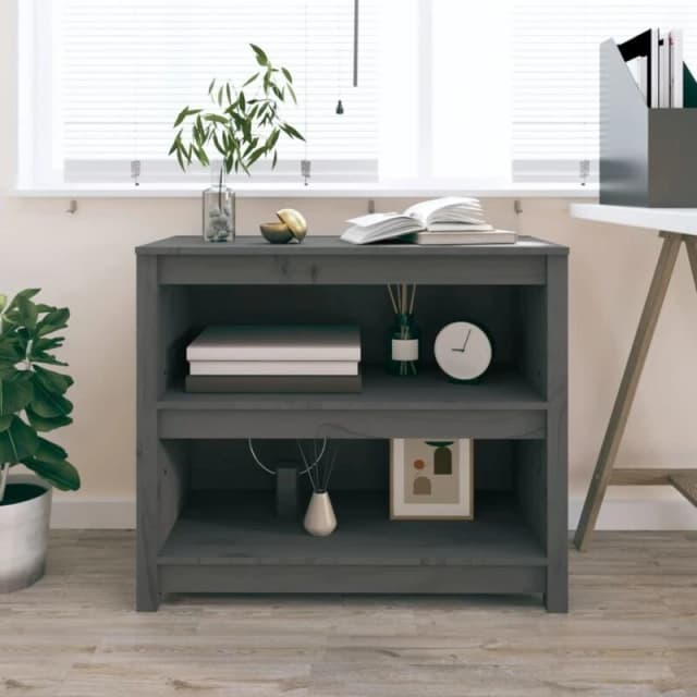 Vidaxl Book Cabinet Grey 80X35X68cm Solid Wood Pine, Grey 821676