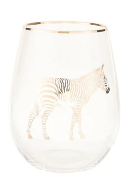 Premier Housewares Nomi Zebra Stemless Wine Glass Clear