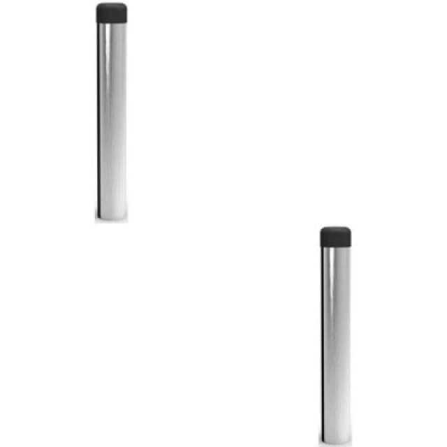 Loops 2x Rubber Tipped Wall mounted Doorstop Cylinder 71 x 16mm Satin Chrome Multi