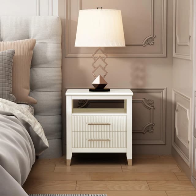 Cabinet Bits Biasi 2 Drawer White Bedside Table