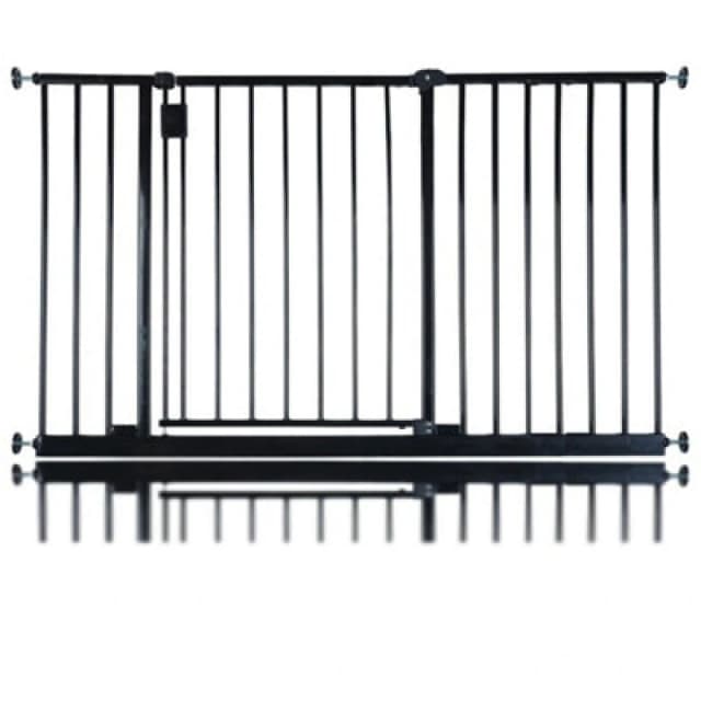 Bettacare Extra Wide Hallway Dog Gate, 122Cm - 128Cm, Black, Pressure Fit Pet Gate, Puppy Safety Barrier