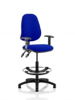 Eclipse II Lever Task Operator Chair Admiral Blue Fully Bespoke Colour With Height Adjustable Arms With Hi Rise Draughtsman Kit