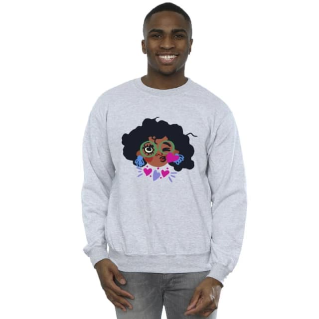 Disney Men Encanto Mirabel Kiss Sweatshirt in Grey Size: Small Grey S Male 5063153605022