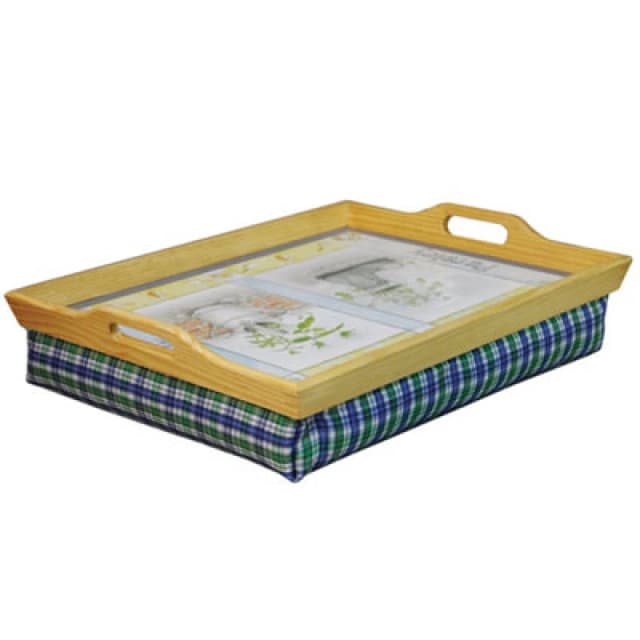 Loops Laminated Wooden Lap Tray with Built in Cushion - 100 x 495 x 385mm - Easy Clean Multi