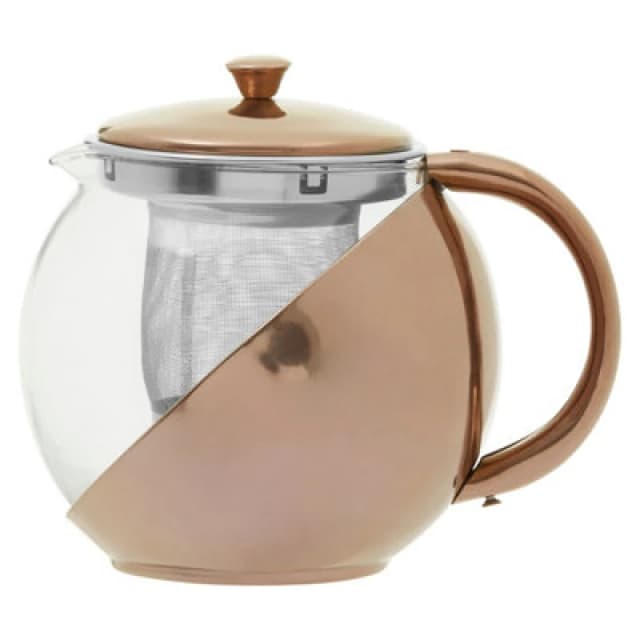 Premier Housewares Stainless Steel Teapot With Copper Finished Infuser Silver