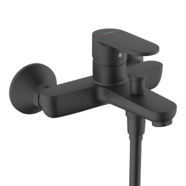 Hansgrohe Vernis Blend Bathroom Wall Mounted Bath Mixer Tap Black Modern Curved - Hansgrohe HANGS234