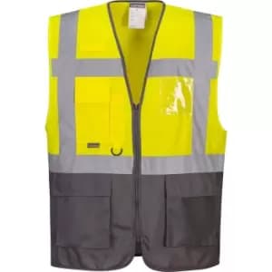 Portwest Warsaw Executive Class 1 Hi Vis Vest Yellow / Grey 3XL