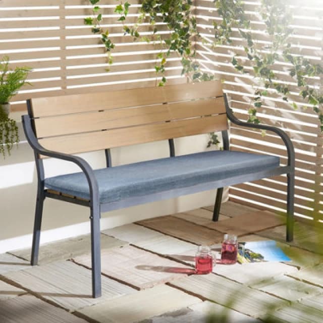 Luxury Living Plain Grey Water Repellent Bench Seat Pad, Grey SUMBPGRY