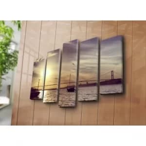 5PATK-188 Multicolor Decorative Canvas Painting (5 Pieces)