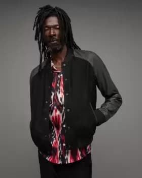 AllSaints Maura Contrast Leather Bomber Jacket