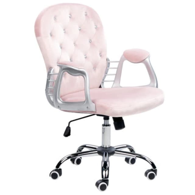 Beliani Desk Chair Princess Velvet Pastel Pink