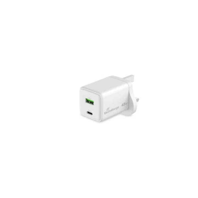 MediaRange MediaRange GaN Fast Charging Adapter UK Plug 1xUSB-C and 1xUSB-A 45W White MRMA113-UK MRMA113-UK