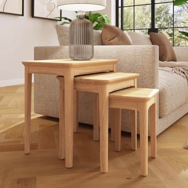 FWStyle FWStyle Ready Assembled Nest Of 3 Ash Nesting Tables in Brown Brown One Size Unisex 5056413110848