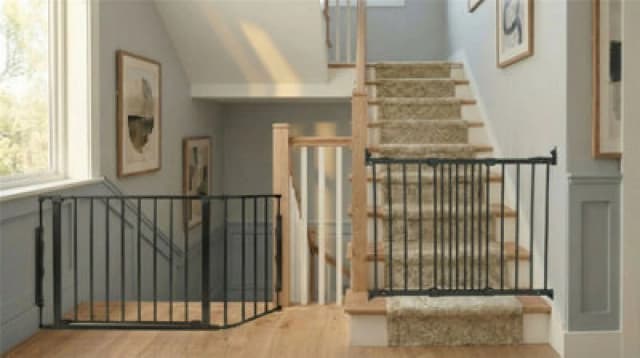 Safetots Solution For Up And Down Staircases, Black, Multi Panels, Up To 128Cm, And, Screw Fit Gate, 67Cm - 105.5Cm