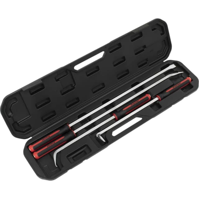 Loops 4 Piece Heavy Duty Pry Bar Set - Hammer Cap - Soft Grip Handles - Storage Case Multi