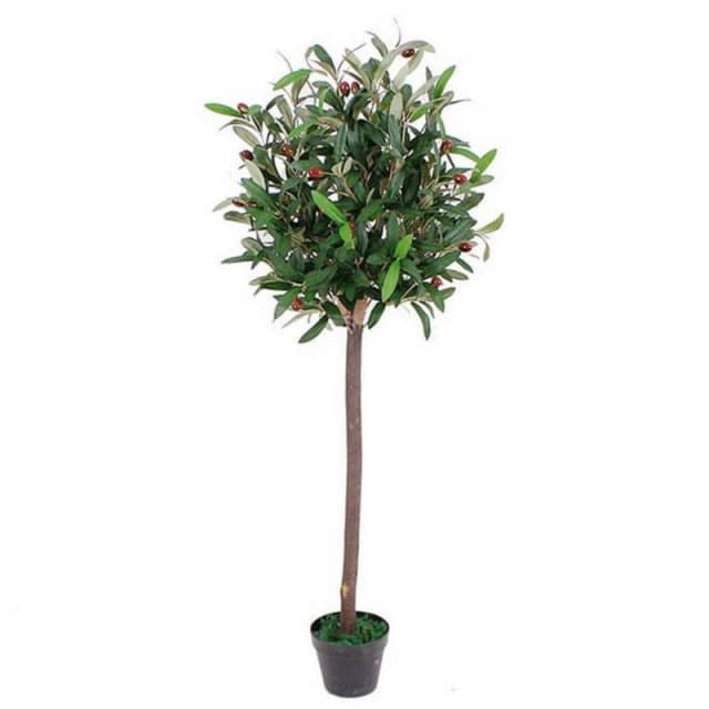 Leaf 120cm Leaf Design UK Realistic Artificial Olive Tree in Black Plastic Pot Green