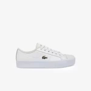 Lacoste Womens Ziane Plus Leather Tonal Trainers Size 4 UK White & Gold