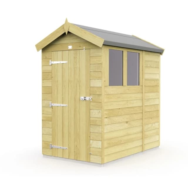 Buttercup Farm 4 x 6 Feet Apex Shed - Single Door W/ Windows - L187 x W118 x H217cm in Brown Brown Unisex