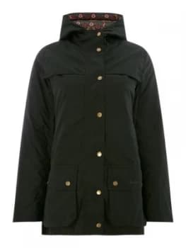 Barbour Blaise Hooded Wax with Liberty Print Lining Khaki