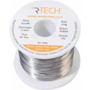 857004 SC100e Solder 3% M1 Flux 0.5-2% Halide 0.5mm 250g Reel - R-tech