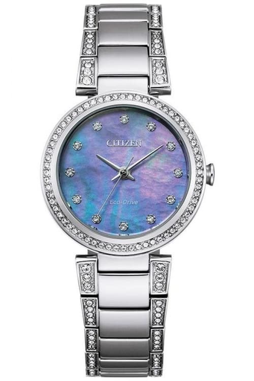 Citizen Blue Mother Of Pearl And Silver Silhouette Crystal' Eco-Drive Fashion Watch - Em0840-59N