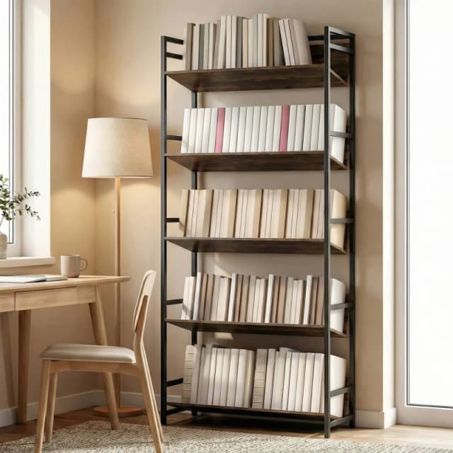 HOMCOM Bookcase Anti Slip Design 5-Tier in Brown Brown Unisex