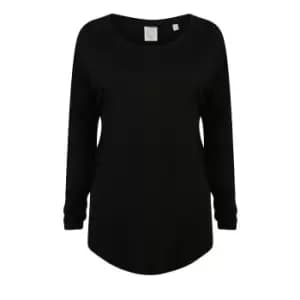 SF Womens/Ladies Long Sleeve Slounge Top (M) (Black)