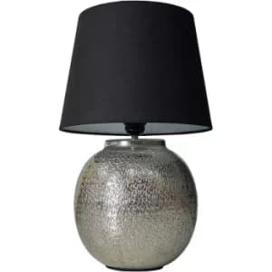 Brushed Chrome Table Lamp with Tapered Lampshade