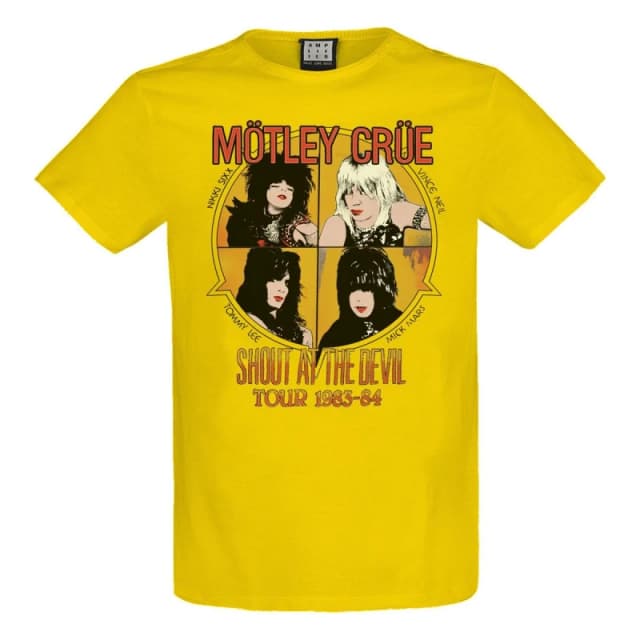 Amplified Amplified Men Shout At The Devil Motley Crew T-Shirt in Yellow Size: X-Small Yellow XS Male 5063238054738