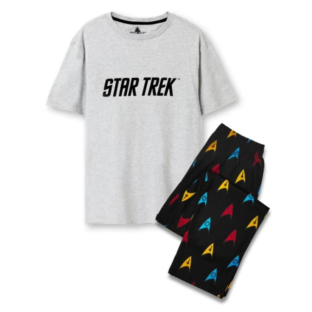 Star Trek Star Trek Men Short Sleeve Long Leg Pyjama Set in Black Size: Small Black S Male 5063203003143