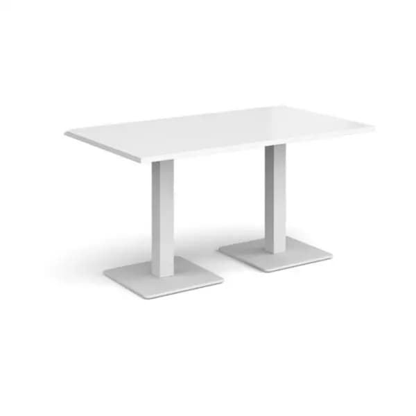 Brescia Brescia rectangular dining table with flat square white bases 1400mm x 800mm - white White BDR1400-WH-WH