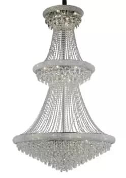 Alexandra Ceiling Pendant Chandelier 3 Tier 37 Light Polished Chrome, Crystal