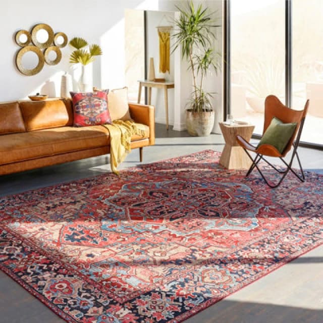Livabliss Vintage Oriental Boho Bright Red/navy/wheat/ice Blue/grass Viorica Area Rug 200 X 275cm - Easy Care, Ideal For Living Room