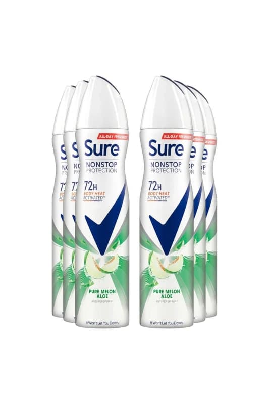Sure Women 'Antiperspirant' 72H Protection Pure Melon Aloe Deo, 6x250ml White female