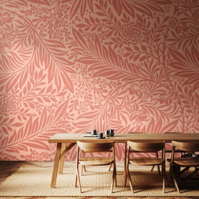 Origin Murals Trailing Ferns - Warm Coral Matt Smooth Paste The Wall Mural 350Cm Wide X 280Cm High
