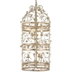 Michelan 6 Light Wire Frame Pendant Ceiling Light Beige Gold