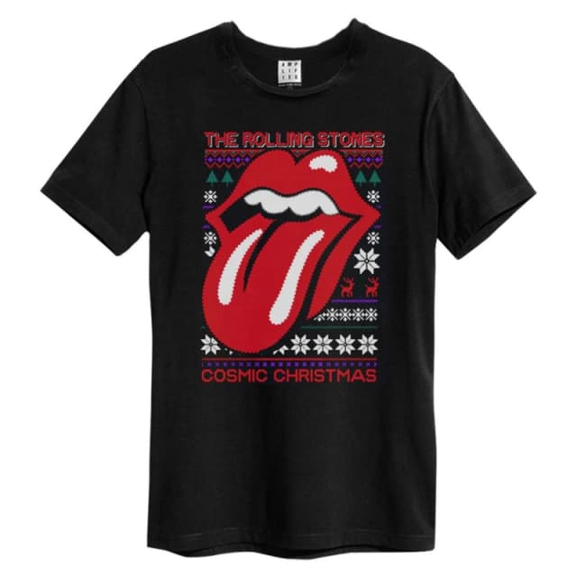 Amplified Amplified Men Cosmic Christmas The Rolling Stones T-Shirt in Black Size: X-Small Black XS Male 5063852060054