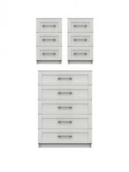 Regal Ready Assembled 3 Piece Package - 5 Drawer Chest And Set Of 2 Bedside Chests