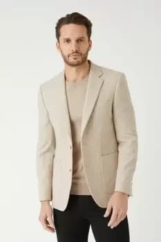 Mens Slim Fit Half Lined Neutral Dogtooth Blazer