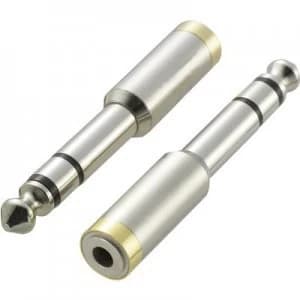 KR1242 Jack Audiophono Adapter 1x Jack plug 6.35mm 1x Jack socket 3.5mm Silver