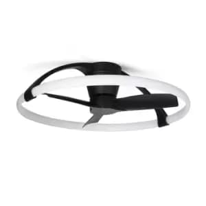 Nepal Mini LED Dimmable Ceiling Light & 30W DC Reversible Fan, Black, Remote & APP Control