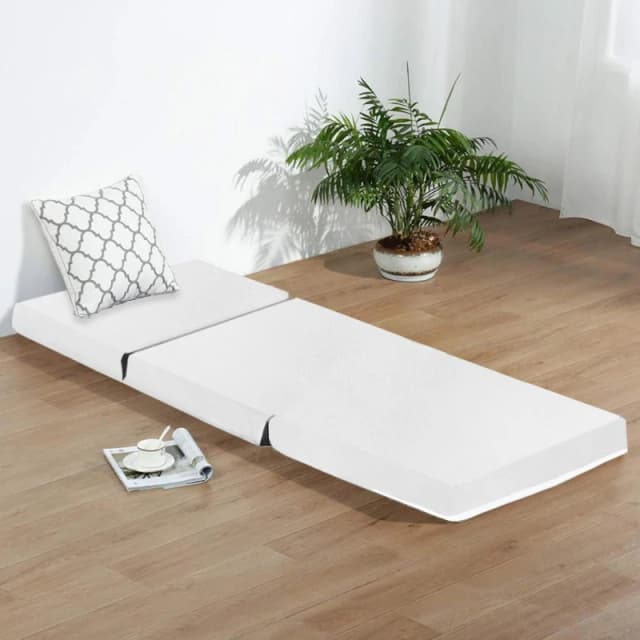 Mattress Guru Leather Z Bed Futon Folding Mattress Chair White