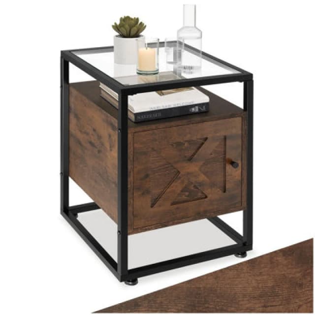 Tectake Bedside Table Kidderminster - Industrial Wood Dark, Rustic
